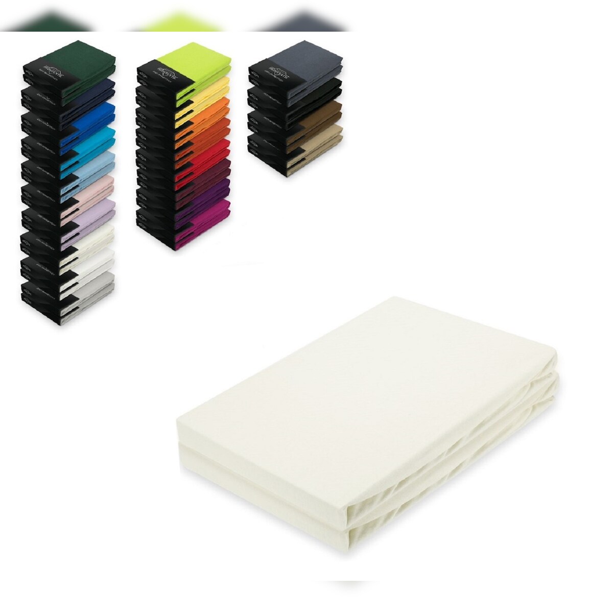 EXKLUSIV HEIMTEXTIL Doppelpack Jersey Spannbettlaken 200 x 220 cm Naturweiss Image