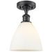 Bristol Glass 8" Semi-Flush Mount - Matte Black - Matte White Shade