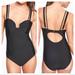 Athleta Swim | Athleta Aqualuxe Square Plunge One Piece Swimsuit, Size Medium. | Color: Black | Size: M