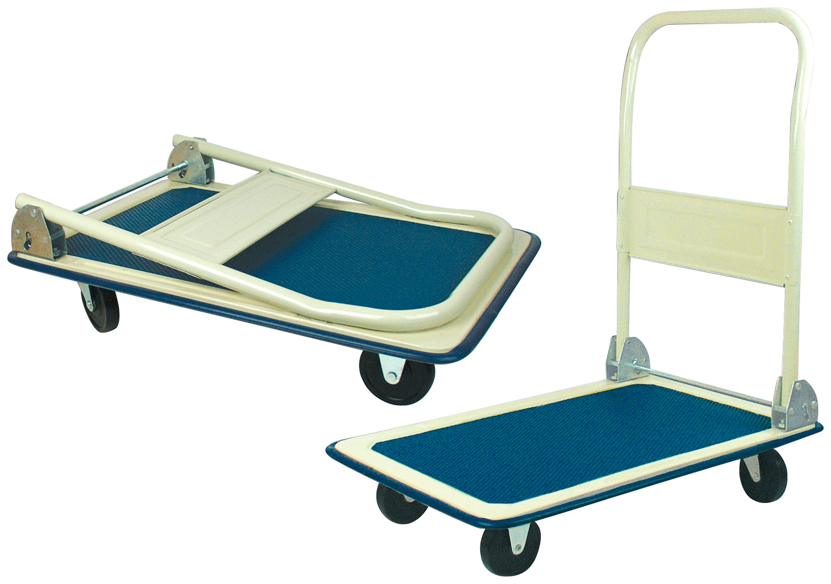 Transportwagen "096-T", blau (türkis), B:48cm H:6cm L:74cm, Stahl, BRÜDER MANNESMANN WERKZEUGE, Transportwagen, bis zu 150 kg Tragkraft, klappbar