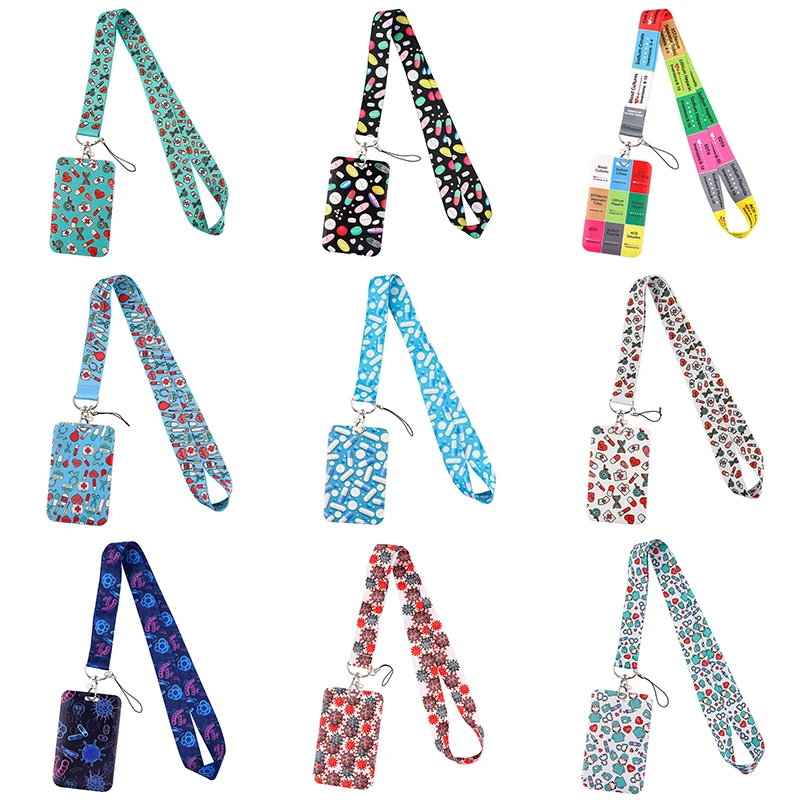Porte-clés avec signes médicaux, porte-identifiant, lanière de cou pour carte de crédit, porte-cartes de crédit, sangles pour téléphone portable, vente en gros