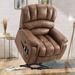 Red Barrel Studio® 40" Wide Faux Leather Power Standard Recliner w/ Massager Faux Leather in Brown | 44 H x 40 W x 37 D in | Wayfair