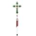 Q-Max 26" Long Green Cross Wind Chime with Green Gem