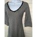 Free People Dresses | Free People Sz ?? (See Meas) Black White Diagonal Striped Tunic Skater Dress Euc | Color: Black/White | Size: Tag Too Faded To Read. See Measurements