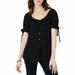 Michael Kors Tops | Michael Kors New Women's Scoop-Neck Flounce Blouse Shirt Top 344 | Color: Black | Size: 6