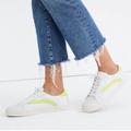 Madewell Shoes | Madewell Sidewalk Low Top Sneaker White Sprout Green Womens Size 7 $98 | Color: White/Yellow | Size: 7