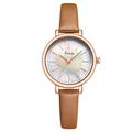 RORIOS Fashion Dress Women's Watch Analog Quartz Wristwatch with Leather Strap Mother of Pearl Dial Ladies Watch
