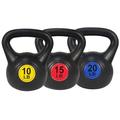 Signature Fitness Wide Handle Kettlebell Fitness Weight Set of 3 Includes 10lb 15lb 20lb 20lb Multi-Color