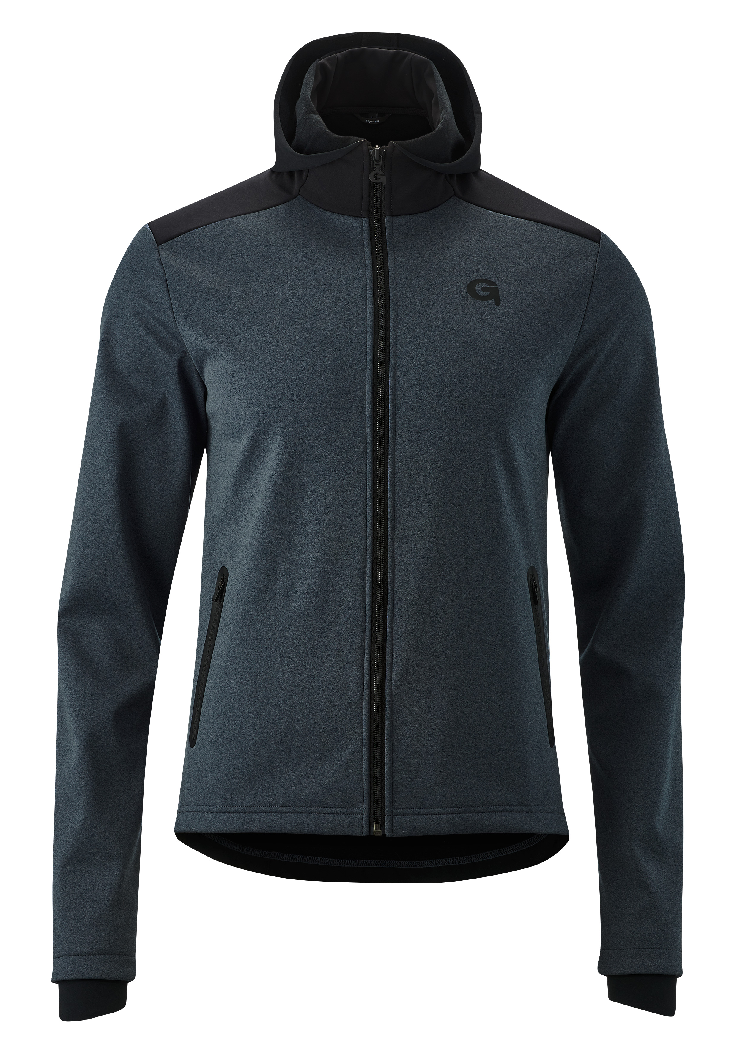 Radtrikot GONSO "Travo", Herren, Gr. XL, grau (anthrazit), 100% Polyester, hoch geschlossener Ausschnitt, Trikots, Herren Softshell-Hoodie, Windjacke winddicht und atmungsaktiv Image