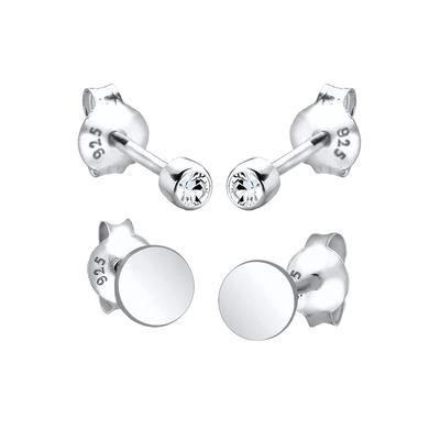 Elli - Plättchen Ohrstecker Set 925 Silber, mit Kristallen von Swarovski® Ohrringe 1 ct Damen (39.99 € / 1 ct) Image