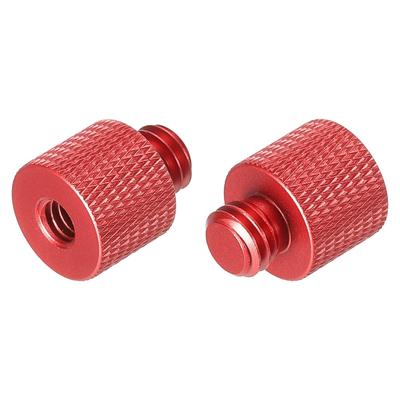 Mic Stand Adapter 1/4 Female x 3/8 Male for Microphone Stand Red 2 Pack