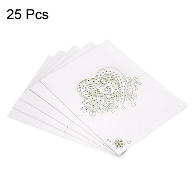 Table Name Place Cards,25Pcs Hollow Heart Shape Cut Design Blank Card White