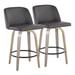 Wade Logan Gracen Swivel 25.5" Counter Stool Wood/Upholstered/Leather in Gray | 35 H x 20.25 W x 20.25 D in | Wayfair