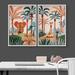 IDEA4WALL Elephant & Giraffe in Tropical Jungle Safari Nature - 2 Piece Floater Frame Graphic Art Set on Canvas in Brown/Green | Wayfair