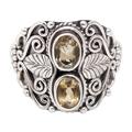 Leafy Victory,'Leafy Sterling Silver Cocktail Ring with Citrine Gemstones'