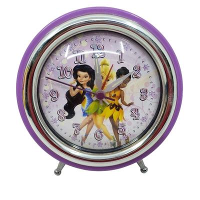 Disney Accents | Disney Tinkerbell Desk Clock W Fairy Friends Purple Silver Alarm 5.50 In Vintage | Color: Purple/Silver | Size: 5.50 In