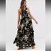 Free People Dresses | Free People Anita Maxi Dress Black Combo Floral Size M | Color: Black/Gold | Size: M