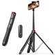 ATUMTEK 1.3m Selfie Stick Tripod, All in One Extendable Phone Tripod Stand with Bluetooth Remote 360° Rotation for iPhone and Android Phone Selfies, Video Recording, Vlogging, Live Streaming, Red