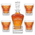Maverton Geometric Whiskey Set for Man - Engraved Glassware for Birthday - Symmetrical Barware for Whisky Lover - Elegant Whiskey Decanter and Glasses for him - for Connoisseur - Adventure
