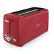 BELLA 4 Slice Toaster, Long Slot & Removable Crumb Tray, 7 Shading Options with Auto Shut Off, Cancel & Reheat Button, Toast Bread & Bagel, Red