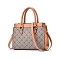 NICOLE & DORIS Women Top Handle Bag Ladies Handbag Crossbody Bag Classic Printed Shoulder Bag PU Leather Tote Bag Purses Work Bag Daily Use Grey