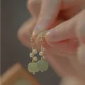 VOQ – boucles d'oreilles en Jade naturel Hetian pour femmes bijoux en perles haut de gamme luxe