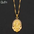 Collier Vierge Marie en or pour femme bijoux en cristal pendentif catholique déclaration de
