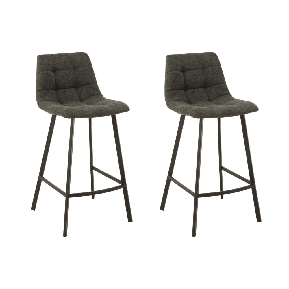 lot de 2 chaise de bar en tissu et en métal noir