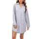 Doaraha Nachthemd Damen mit Knöpfen Langarm Schlafshirt Sexy Knopfleiste Boyfriend Sleepshirt mit Kragen (Grau, XL)