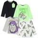 Amazon Essentials Disney | Marvel | Star Wars Jungen Langärmlige T-Shirts (zuvor Spotted Zebra), 4er-Pack, Neon/Toy Story Freunde, 2 Jahre