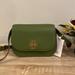 Tory Burch Bags | New Tory Burch Britton Small Saddle Bag Green Pebble Leather Crossbody | Color: Green | Size: 6”H X 8.25”L X 3”D