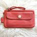 Coach Bags | Coach Hamilton Pebble Leather Large Flap Wristlet Geranium Coral Orange F42126 | Color: Orange/Pink | Size: Os