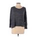 Old Navy Long Sleeve T-Shirt: Scoop Neck Covered Shoulder Gray Tops - Women's Size Large