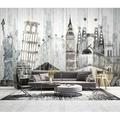 GK Wall Design Eiffel Tower New York City Modern 6.25' L x 112" W Paintable Wall Mural Vinyl | 150 W in | Wayfair GKWP000158W150H98_V