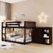 Twin over Twin Bunk Bed Bedroom Solid Wood Kids' Beds with 4 Drawers and 3 Shelves, Upper Bunk Full Length Guardrail & Ladder