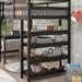 Loft Bed Modern Child's Bed with Fence & Slatted Frame Bedroom Solid Pine Bed with Desk and 4-shelves, Inclined Ladder