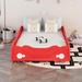 Modern Twin Size Car-shaped Platform Bed Child's Bedroom Wood Bed with Wheels