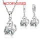 925 Sterling argent pendentif colliers boucles d'oreilles ensemble à la mode bijoux cristal femme