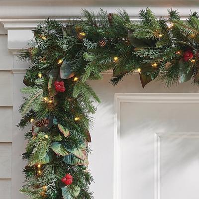 Outdoor Christmas Pre-Lit Woodland Garland - Grandin Road