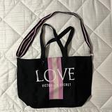 Victoria's Secret Bags | Large Victoria Secrets Tote Bag | Color: Black/Pink | Size: 22” At Top Of Bag. 13 “ Tall And Bottom Is 6”