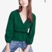 J. Crew Tops | Jcrew Drapey Crepe Faux Wrap Top In Green Size 0 | Color: Green | Size: 0