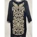 Nine West Dresses | Nine West Womens Sweater Dress Long Sleeve Pullover Black/Tan Damask Size Large | Color: Black | Size: L