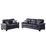 Charlton Home® Boyster 2 Piece Faux Leather Living Room Set Faux Leather in Black | 35 H x 79 W x 33 D in | Wayfair Living Room Sets
