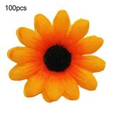 100Pcs Artificial Flower Head Sunflower Home Decor Faux Silk Flower Scrapbooking Craft Simulated Bouquet for Garden Clear