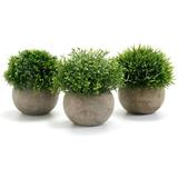 3 Pcs Indoor Artificial Plants Plastic Fake Plants With Gray Pot Artificial Grass Decoration For Outdoor Wedding Office Table Garden New Home Gift 9.5 X 13Cm