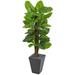 Nearly Natural 5ft. Large Leaf Philodendron Artificial Plant in Slate Planter (Real Touch)