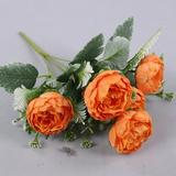 Walbest Nordic 6 Heads Artificial Peony Flower Flower Arrangement Decoration Non-Fading Realistic Decorative Simulation Peony Flowers for Wedding Party Decor 1 Pack
