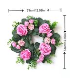 Pannow Roses Artificial Flower Green Leaf Decoration Silk Cloth Garland Multicolor For Front Door Pendant Simulation Wreath