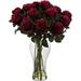 Nearly Natural Blooming Roses Artificial Flower Arrangement with Vase Red