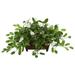 Nearly Natural Plastic 14 Mix Stephanotis Artificial Plant in Decorative Planter Green